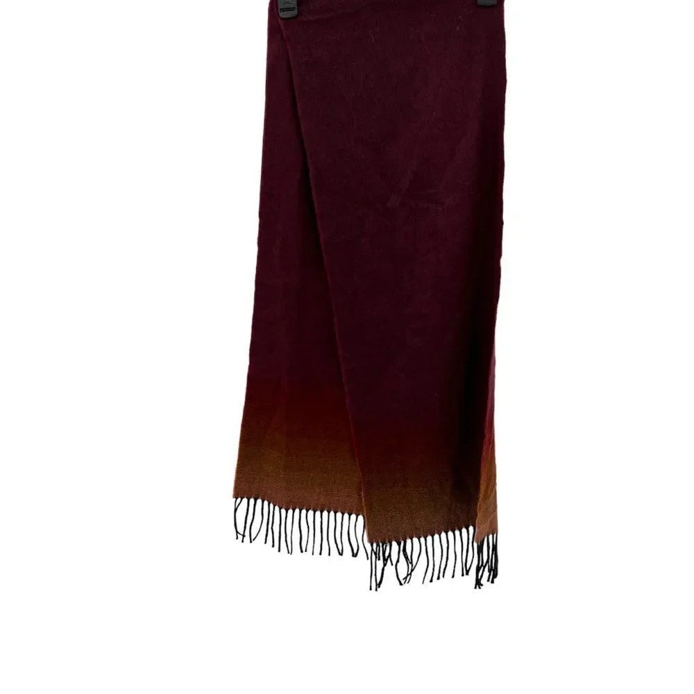Cashmere Red/Orange Ombre Scarf Made in Scotland Scottish 100% Cashmere Unisex